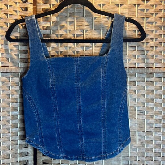 Maurices | Blue Denim | Smocked Back, Corset Style Stitching - Picture 1 of 3